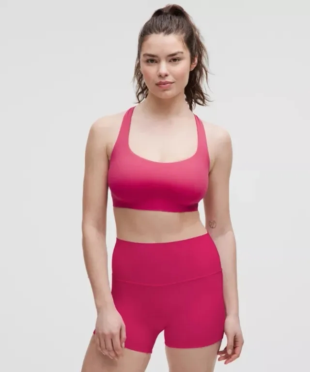 lululemon – Women's FlexyFlex Strappy Yoga Sports Bra Light Support, D-DDD Cups – Color Pink – Size L/XL