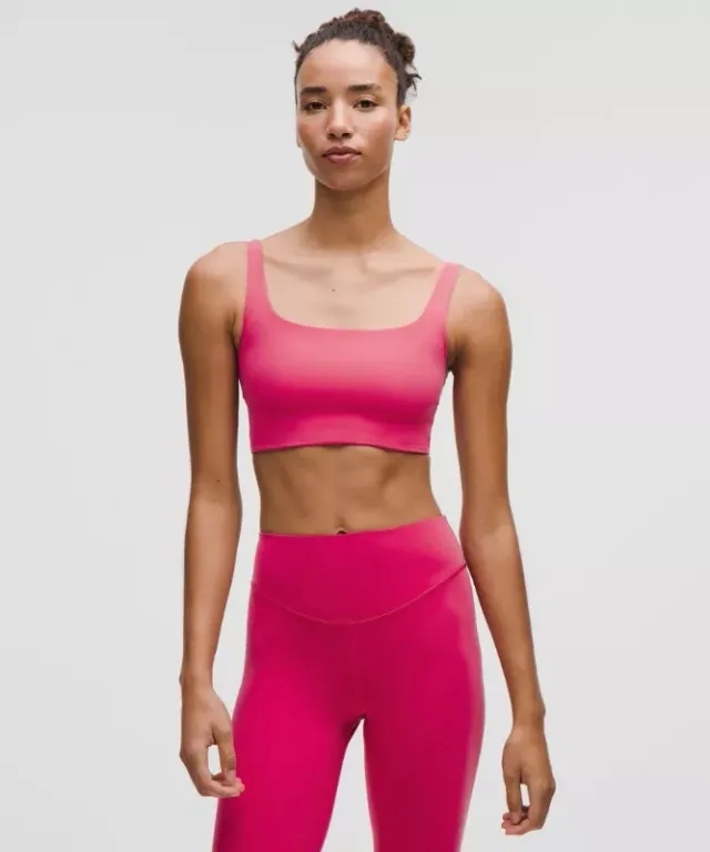 lululemon – Women's Bend This Scoop and Square Sports Bra Light Support, A-C Cups – Color Pink – Size L/XL