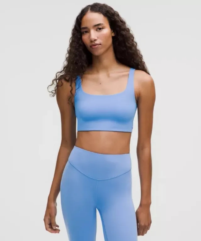 lululemon – Women's Bend This Scoop and Square Sports Bra Light Support, A-C Cups – Color Blue – Size L/XL