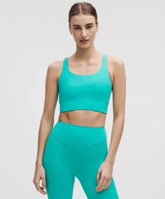 lululemon – Women's Energy Longline Sports Bra Medium Support, B-D Cups – Color Printed – Size 10