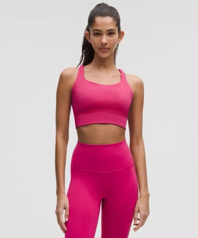 lululemon – Women's Energy Longline Sports Bra Medium Support, B-D Cups – Color Pink – Size 10