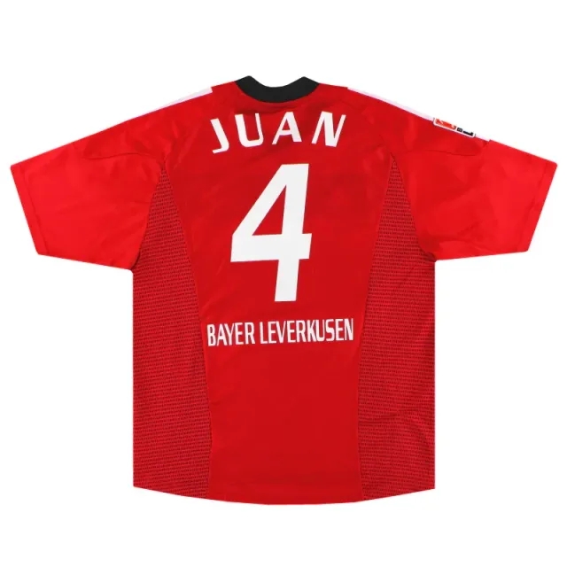 2002-04 Bayer Leverkusen adidas Home Shirt Juan #4 L - Bayer Leverkusen / Excellent / Large