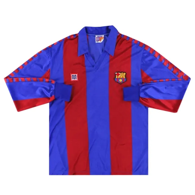 1982-89 Barcelona Meyba Home Shirt L/S *Mint* L - Barcelona / Mint / Large