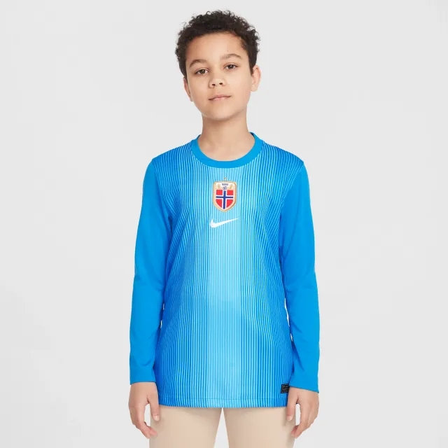 Norway 2025/26 Stadium Goalkeeper Older Kids' Nike Dri-FIT Football Replica Long-Sleeve Shirt - Blue - Polyester