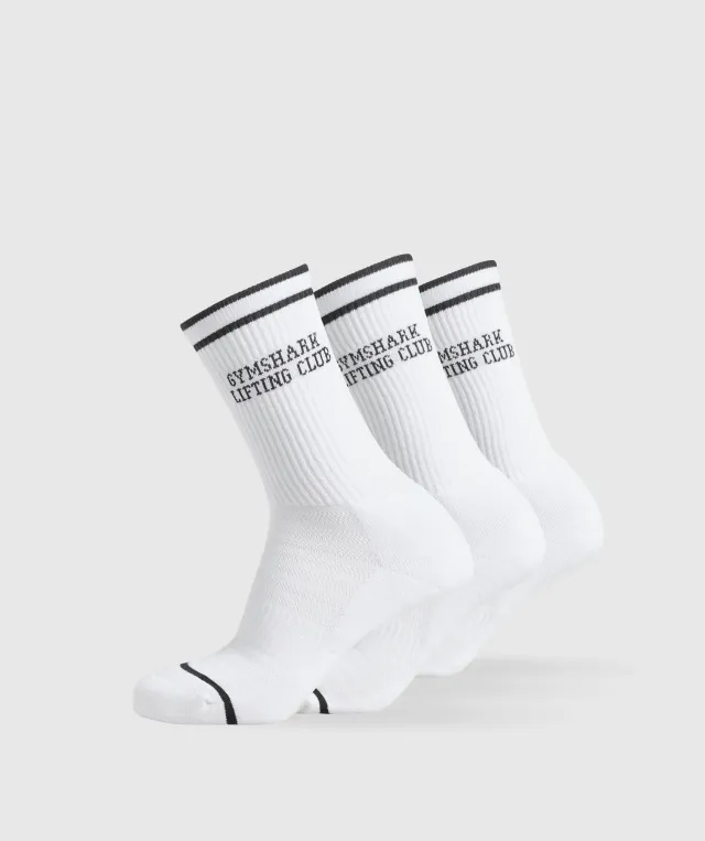  Lifting Club Graphic Crew 3pk - White/Black