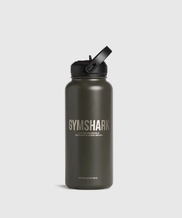  Metal Insulated Straw Bottle 1L - Strength Green