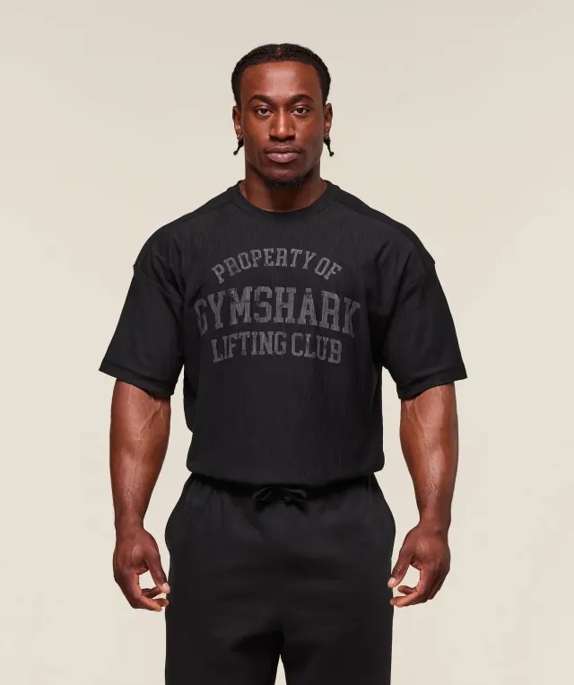  Lightweight Slub Textured T-Shirt - Black