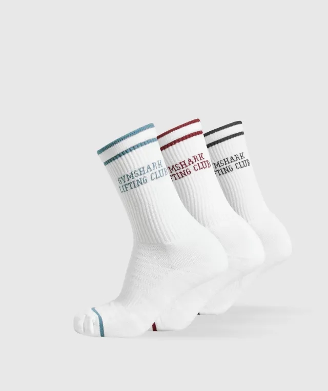  Lifting Club Graphic Crew 3pk - White/Black/Classic Blue/Sets Red