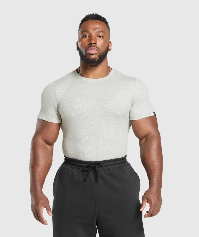  Ribbed T-Shirt - Stone Grey Marl