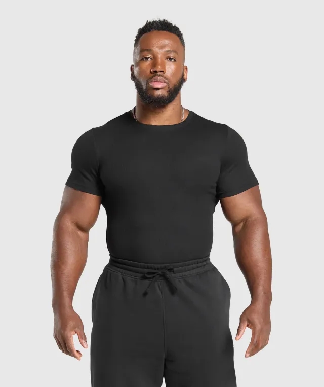  Ribbed T-Shirt - Black