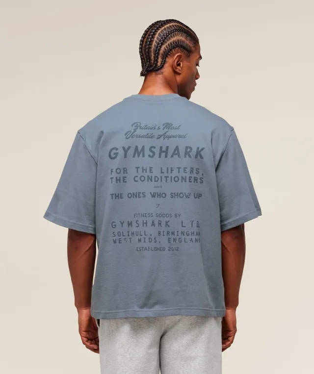  For The Lifters Boxy T-Shirt - Iron Blue
