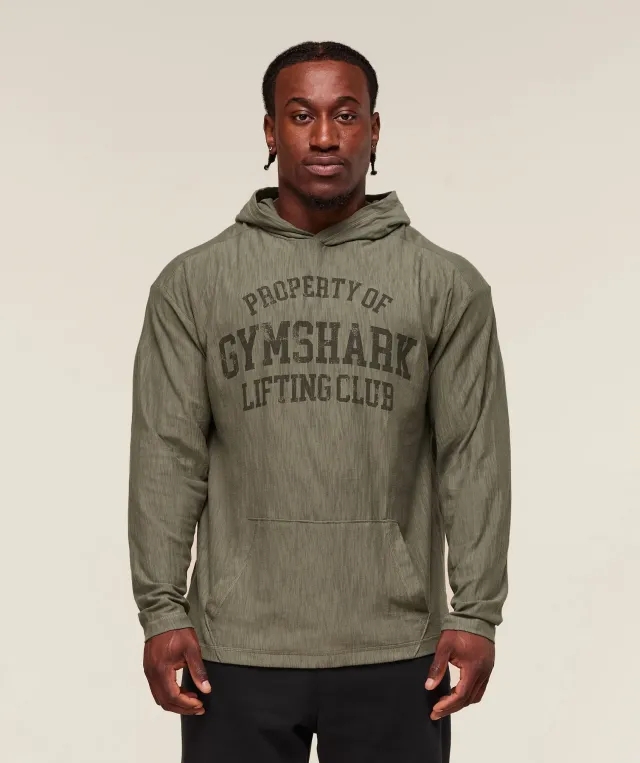  Lightweight Slub Textured Hoodie - Utility Green
