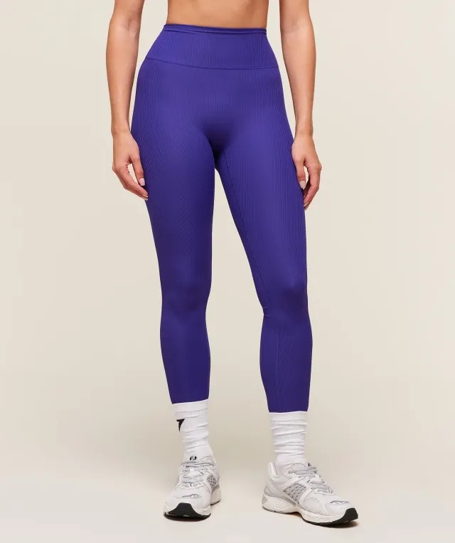  Ribbed Contour Leggings - Cobalt Purple
