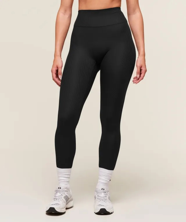  Ribbed Contour Leggings - Black