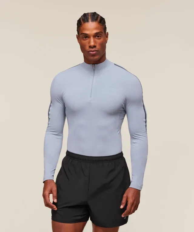  everywear Warp Knit 1/4 Zip - Pale Blue