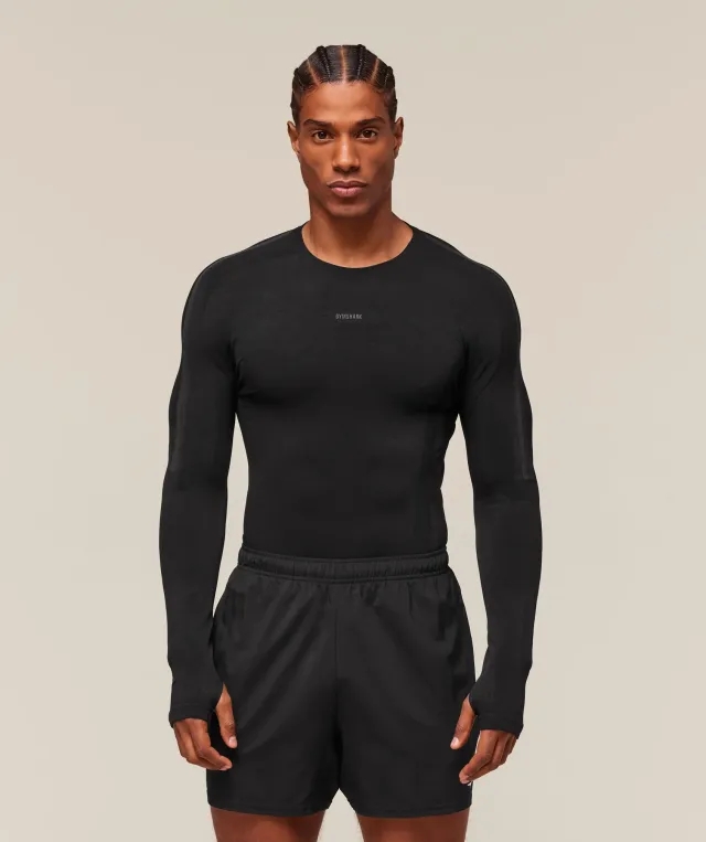  everywear Warp Knit Long Sleeve T-Shirt - Black