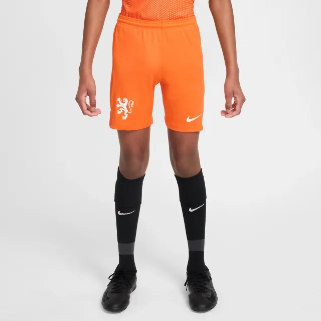 Netherlands 2025/26 Stadium Home Older Kids' Nike Dri-FIT Football Replica Shorts - Orange - Polyester