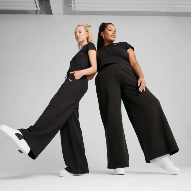 PUMA Wardrobe Essentials Relaxed Wide Leg Sweatpants Women, Black