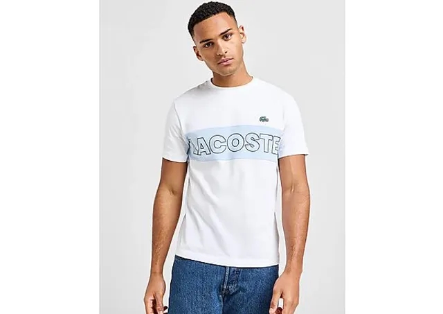 Lacoste Small Croc Logo Stripe Men T-Shirts - White