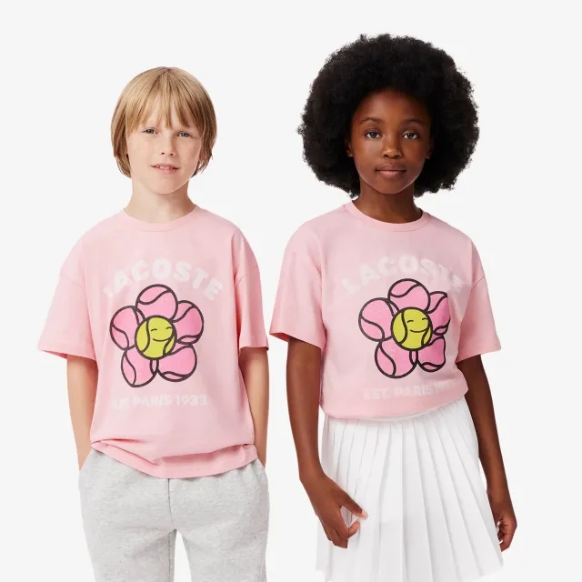 Lacoste Vintage Flower Print Cotton T-shirt - Pink
