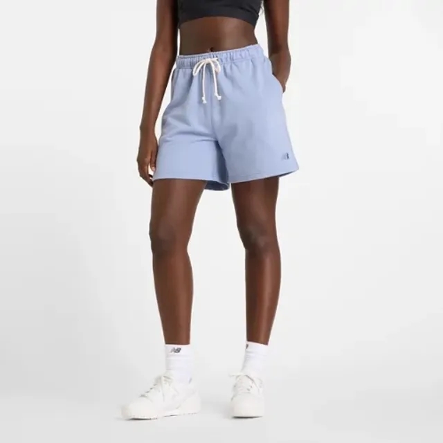 New Balance Women's Athletics French Terry Short in Blue Cotton Fleece