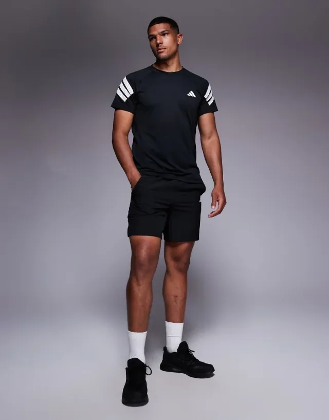 Adidas Training Gym+ 3 Stripe T-Shirt In Black
