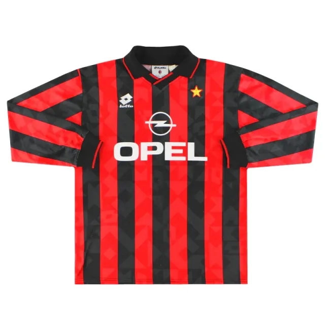 1994-95 AC Milan Lotto Player Issue Home Shirt L/S L - AC Milan / Excellent / Large