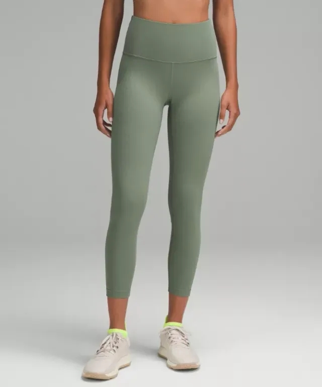 lululemon – Women's Wunder Train High-Rise Ribbed Tight Leggings – 25" – Color Grey/Green/Pastel – Size 10