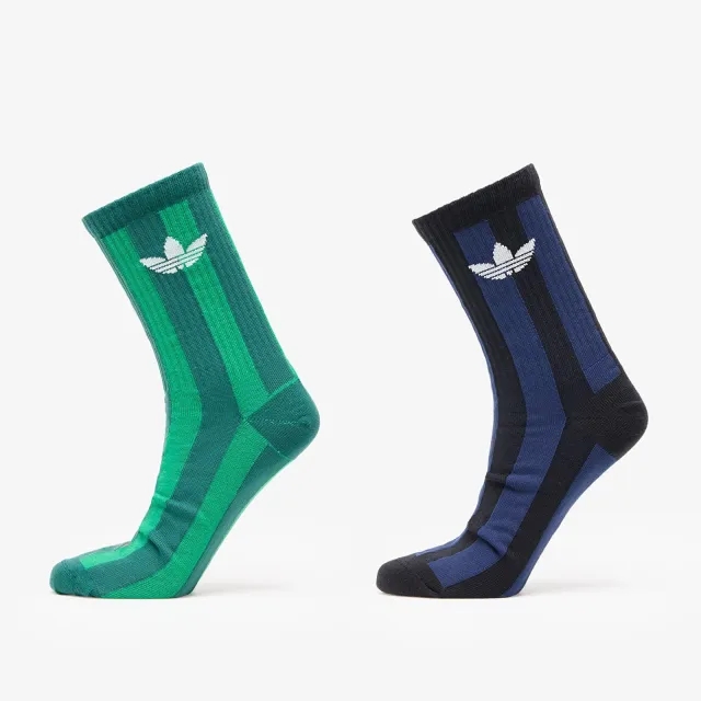 Adidas Striped Crew Socks 2-Pack Green/ Aurivy/ Off White M