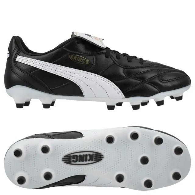 PUMA King Top FG/AG Football Boots Unisex, Black/White/Gold