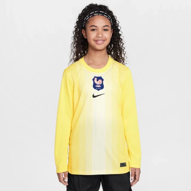 FFF 2025/26 Stadium Goalkeeper Older Kids' Nike Dri-FIT Football Replica Long-Sleeve Shirt - Yellow - Polyester