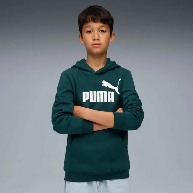 PUMA Ess No. 1 Logo Fleece Hoodie Youth, Green Terrain, size 11-12 Youth