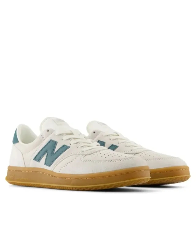 New Balance Men's T500 in White/Green/Grey/Beige Leather