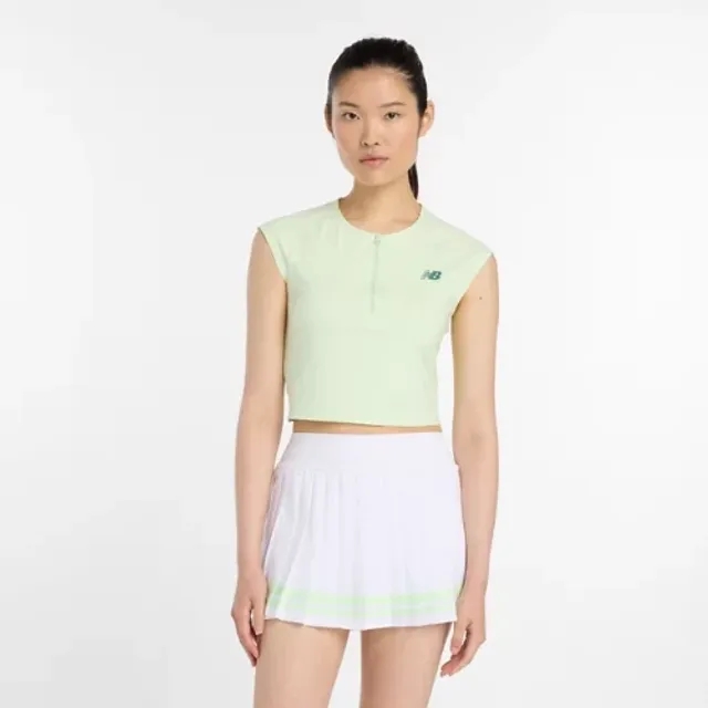 New Balance Women's Tournament Cap Top in Green Poly Knit