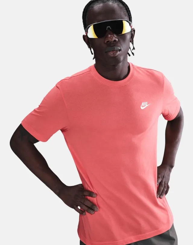 Men's Nike Club T-Shirt in Orange/White 