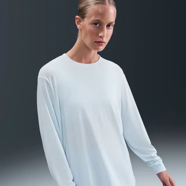 Nike One Relaxed Women's Dri-FIT Long-Sleeve Top - Blue - Polyester/Cotton/Elastane