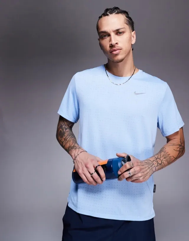 Nike Miler Breathe T-Shirt - Blue - Mens