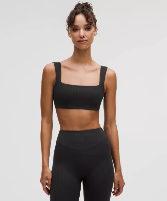 lululemon – Women's Wunder Under Sports Bra Light Support, A/B Cup Tonal Stripe – Color Black – Size L