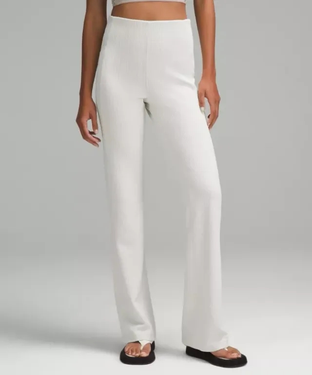lululemon – Women's Ribbed Softstreme Flared Pants Regular – Color White – Size 0