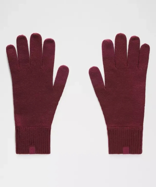 lululemon – Warm Revelation Gloves – Color Burgundy/Red – Size L