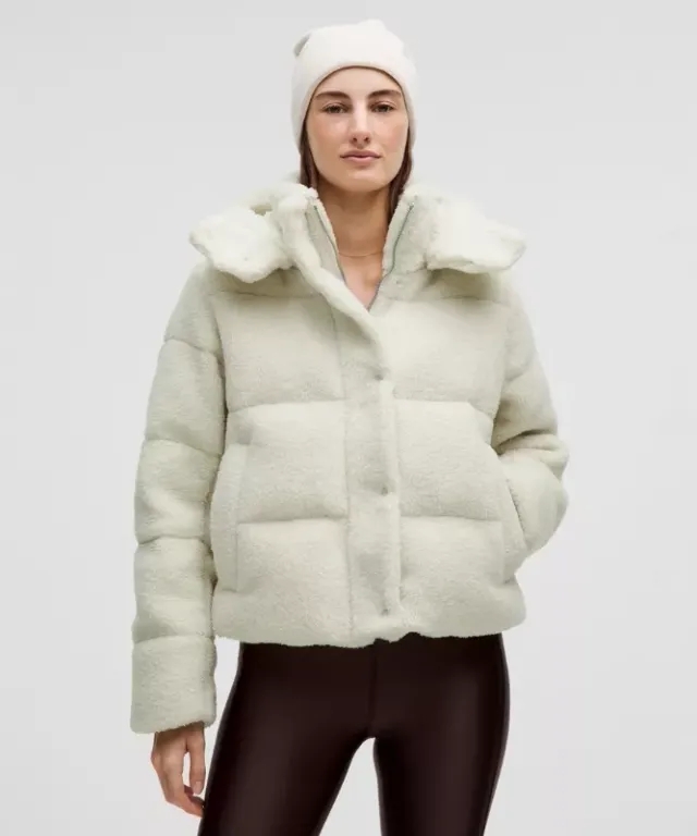 lululemon – Women's Wunder Puff 550-Down-Fill Cropped Jacket Textured – Color White – Size 0