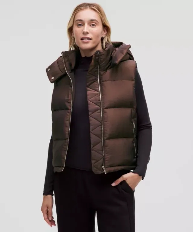 lululemon – Women's Wunder Puff 600-Down-Fill Cropped Vest Iridescent – Color Brown – Size 0
