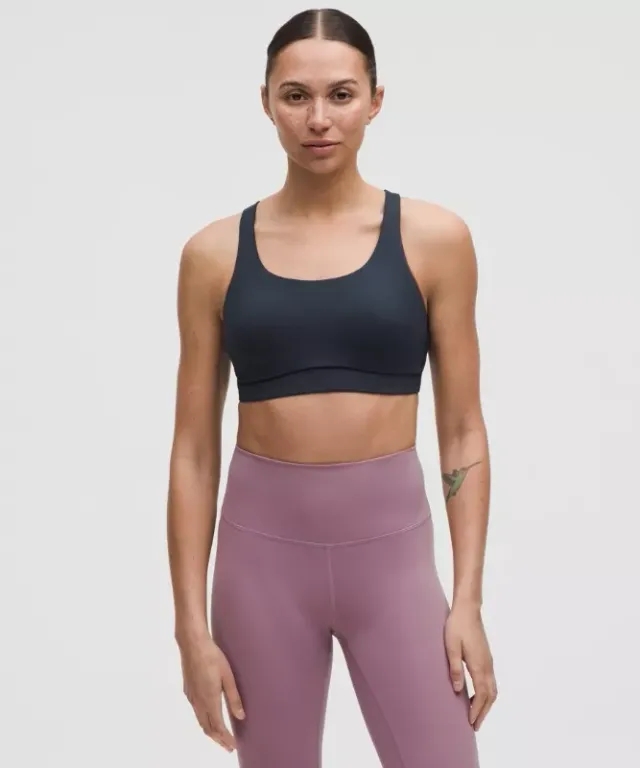 lululemon – Women's Energy Sports Bra Medium Support, B-D Cups Evolve – Color Blue – Size L