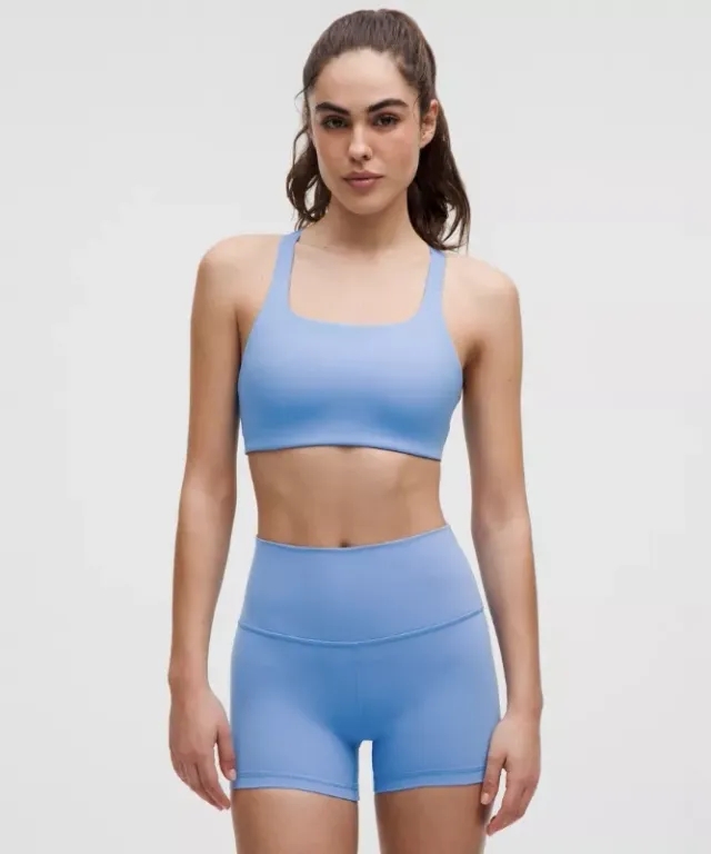 lululemon – Women's Ultralu Square-Neck Workout Sports Bra Medium Support, B/C Cup – Color Blue – Size 10