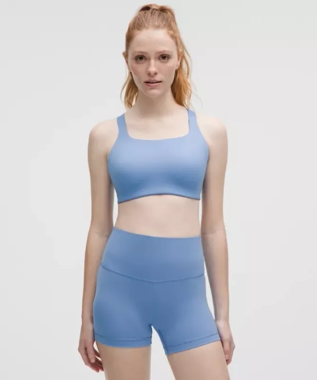 lululemon – Women's Ultralu Square-Neck Workout Sports Bra Medium Support, D/DD Cup – Color Blue – Size 10