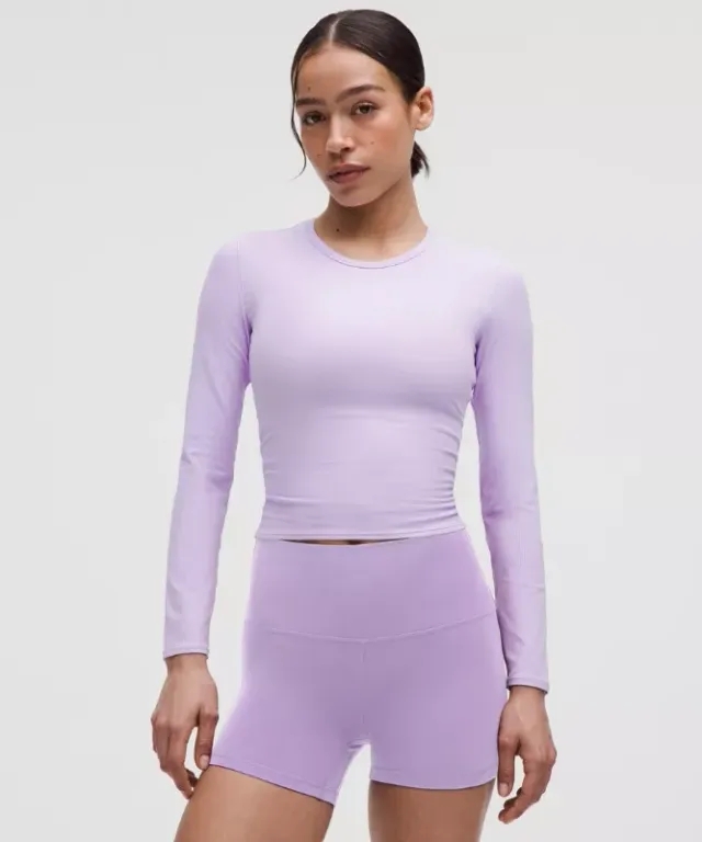 lululemon – Women's All It Takes Back-Twist Ribbed Long-Sleeve Shirt – Color Purple – Size 10