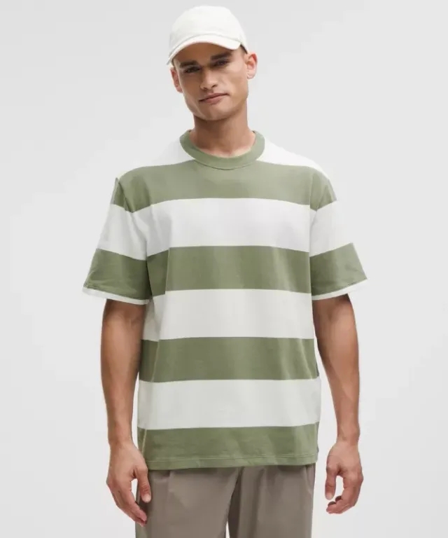 lululemon – Men's Heavyweight Jersey T-Shirt Stripe – Color Green/White – Size L