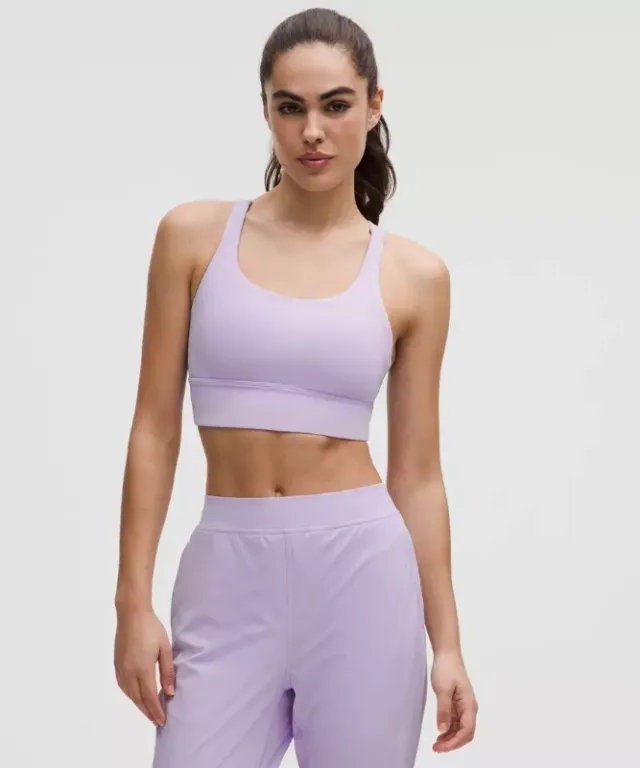 lululemon – Women's Energy Longline Sports Bra Medium Support, B-D Cups – Color Purple – Size 10