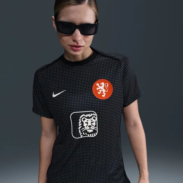 Netherlands Academy Pro Women's Nike Dri-FIT Football Pre-Match Short-Sleeve Top - Black - Polyester