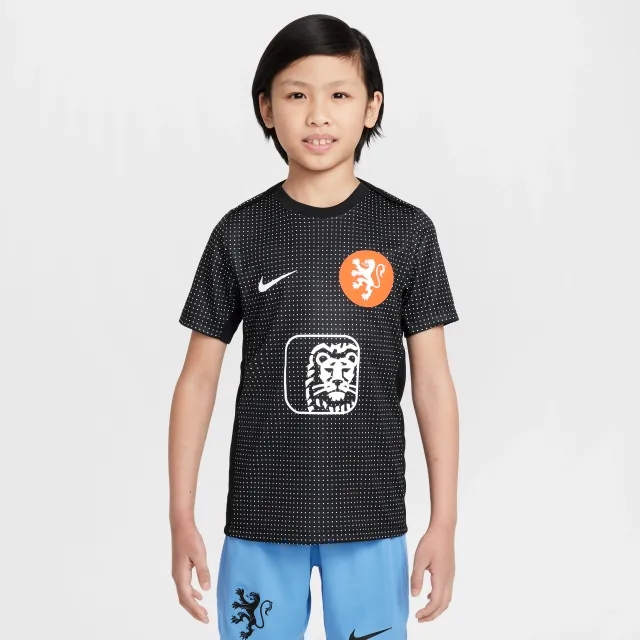 Netherlands Academy Pro Older Kids' Nike Dri-FIT Football Pre-Match Short-Sleeve Top - Black - Polyester